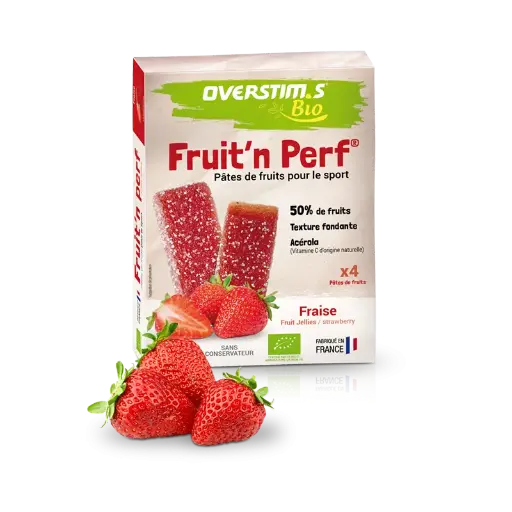 OVERSTIM.s Organic Fruit Jelly - Fruit'n Perf | Flavor - Strawberry | per box (12 packs x 4 bars)